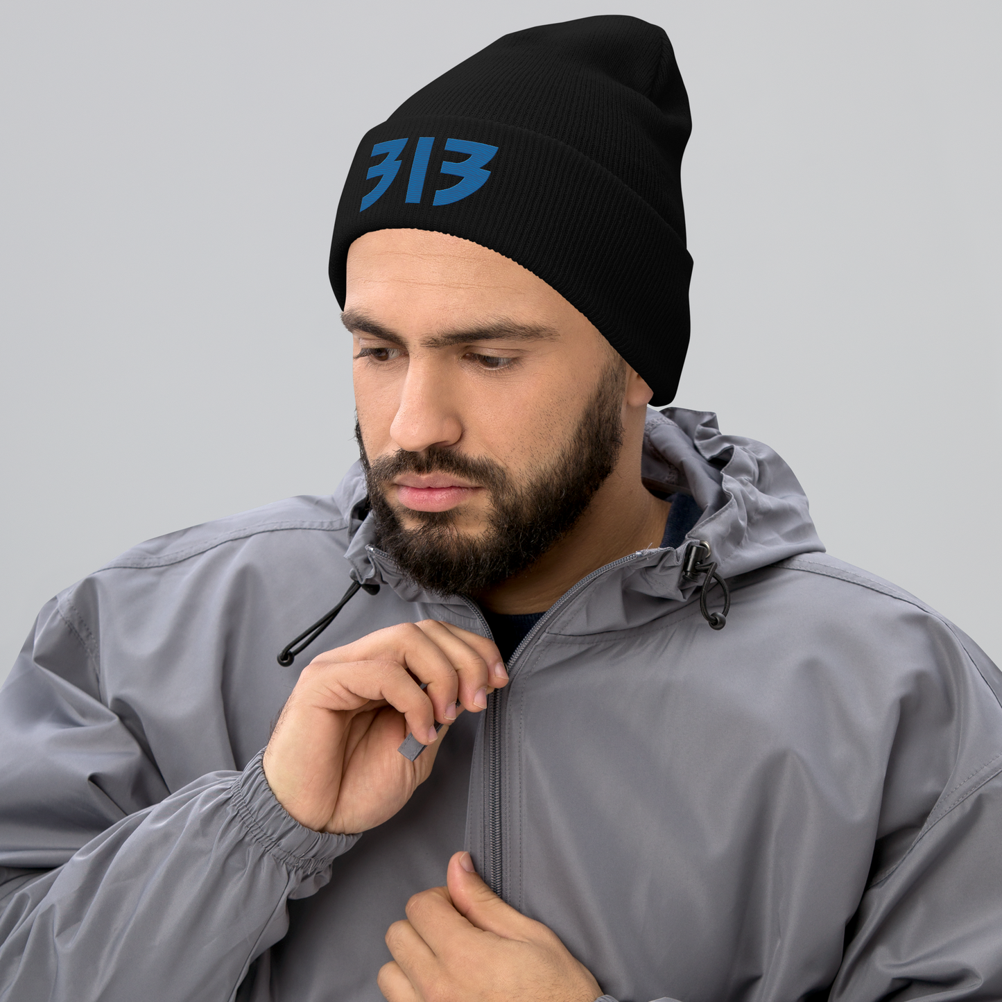 Detroit '313' Cuffed Beanie (Glam Font) | Azure