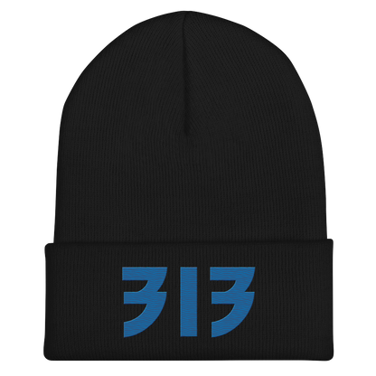 Detroit '313' Cuffed Beanie (Glam Font) | Azure