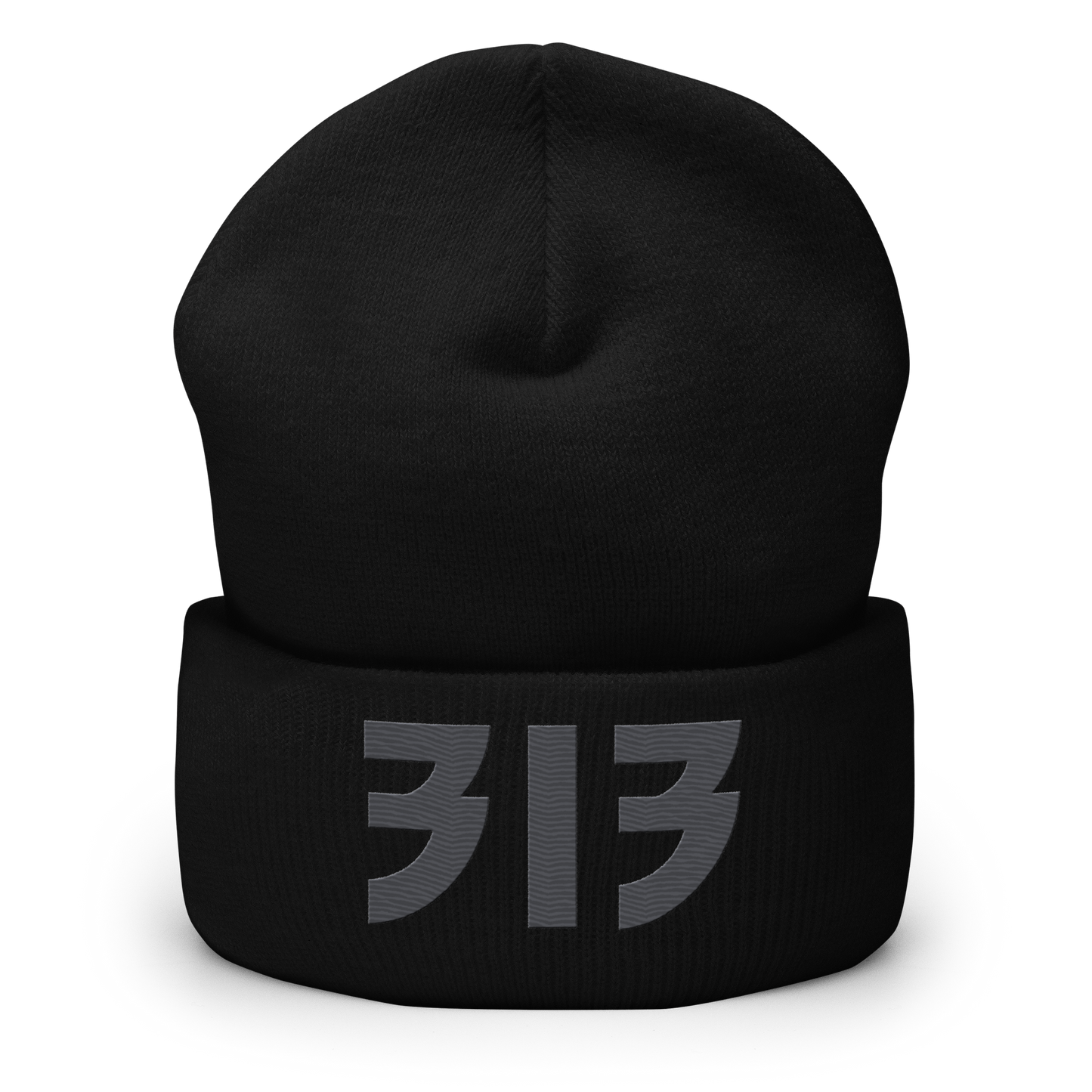 Detroit '313' Cuffed Beanie (Glam Font) | Iron Ore Grey