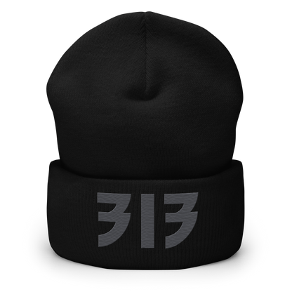 Detroit '313' Cuffed Beanie (Glam Font) | Iron Ore Grey