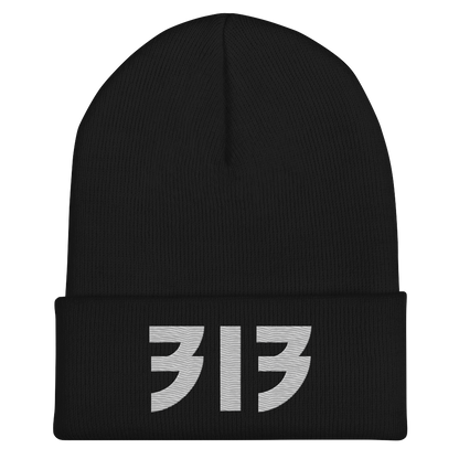 Detroit '313' Cuffed Beanie (Glam Font) | Platinum