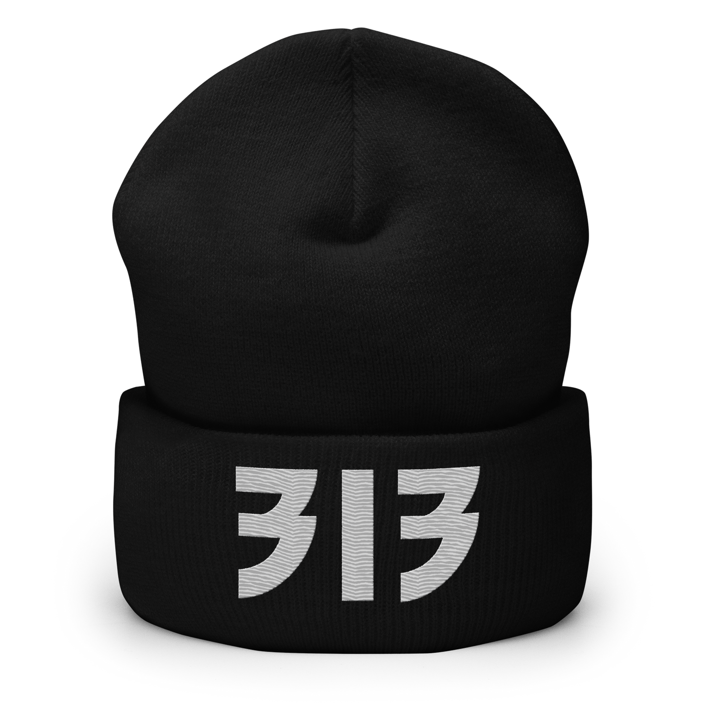 Detroit '313' Cuffed Beanie (Glam Font) | Platinum