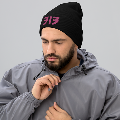 Detroit '313' Cuffed Beanie (Glam Font) | Apple Blossom Pink