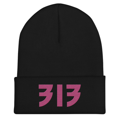 Detroit '313' Cuffed Beanie (Glam Font) | Apple Blossom Pink