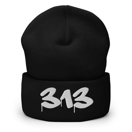 Detroit '313' Cuffed Beanie (Tag Font)