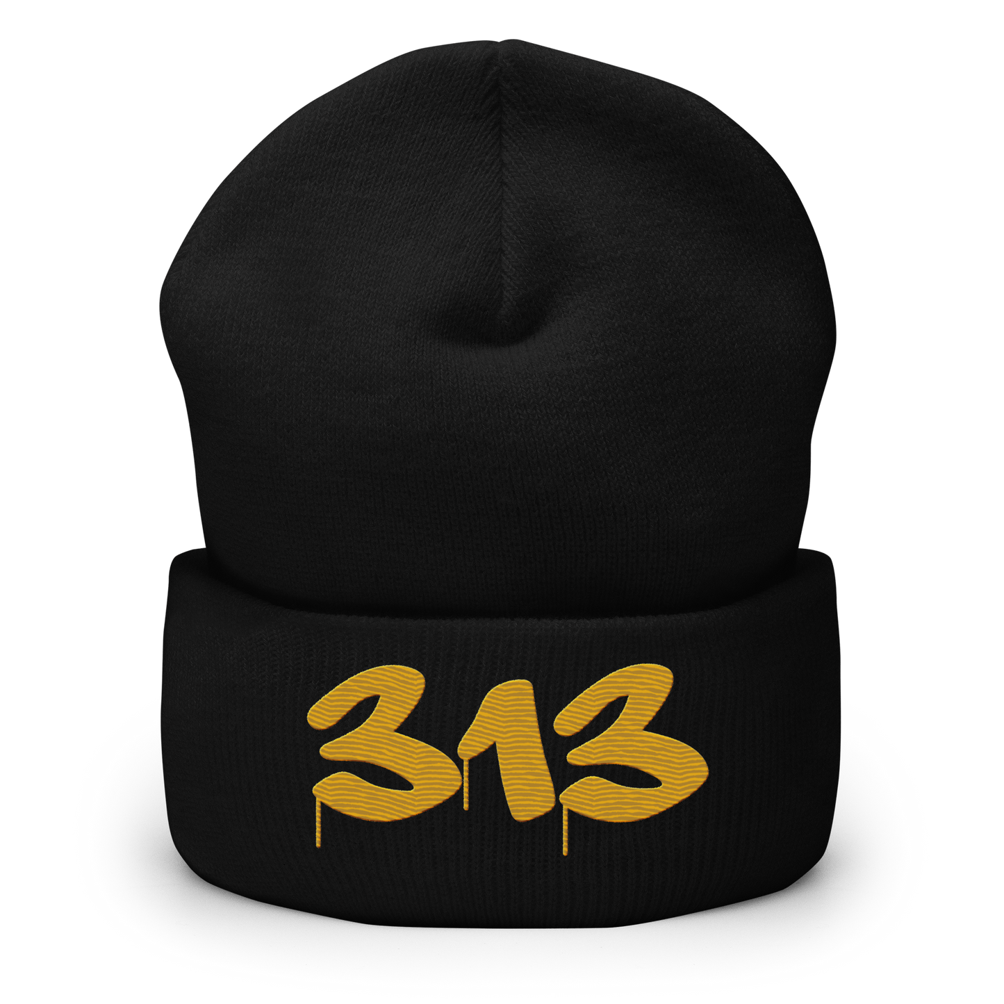 Detroit '313' Cuffed Beanie (Tag Font) | Gold