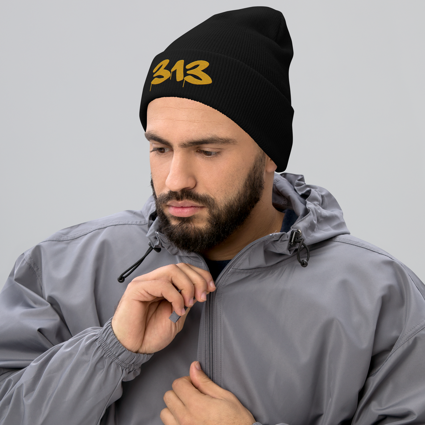 Detroit '313' Cuffed Beanie (Tag Font) | Gold