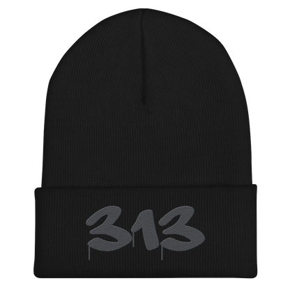 Detroit '313' Cuffed Beanie (Tag Font) | Iron Ore Grey