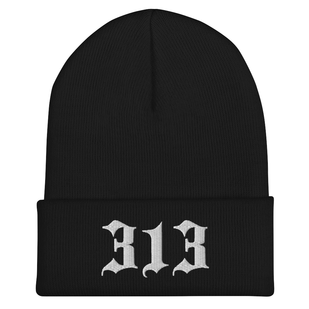 Detroit '313' Cuffed Beanie (Old English Font)