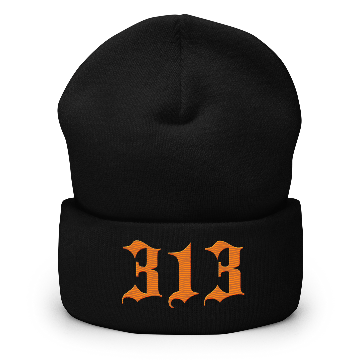 Detroit '313' Cuffed Beanie (Old English Font) | Orange