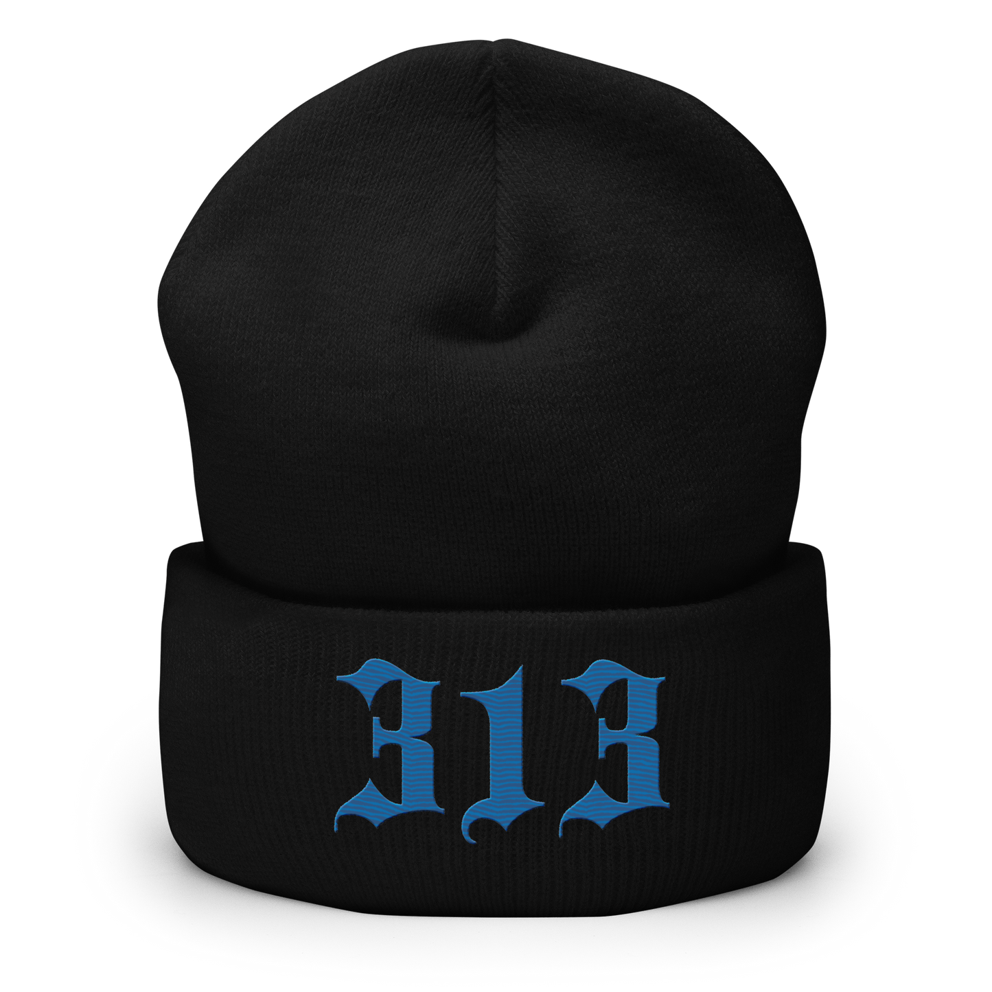 Detroit '313' Cuffed Beanie (Old English Font) | Azure