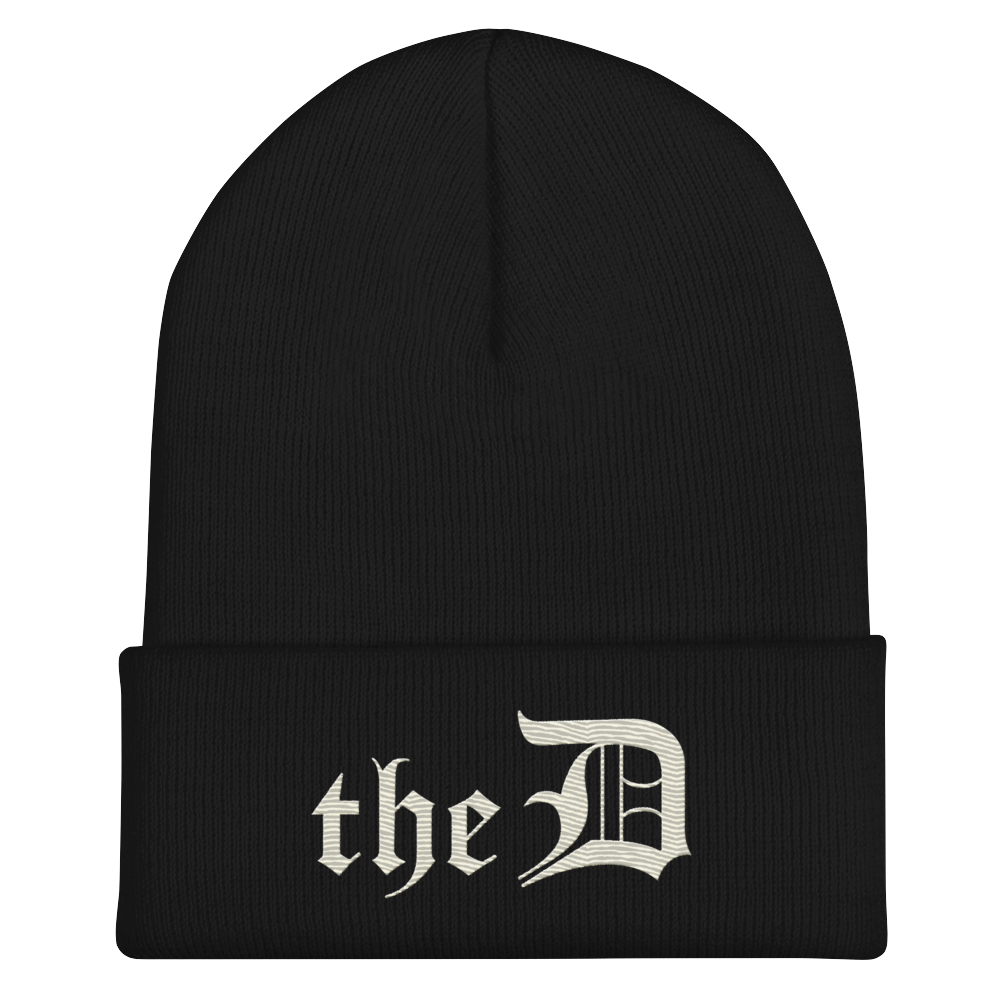 Detroit 'The D' Cuffed Beanie | Ivory White