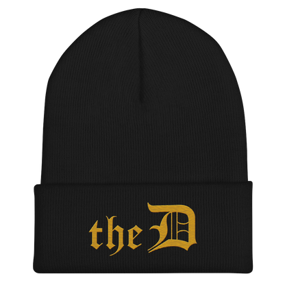 Detroit 'The D' Cuffed Beanie | Gold