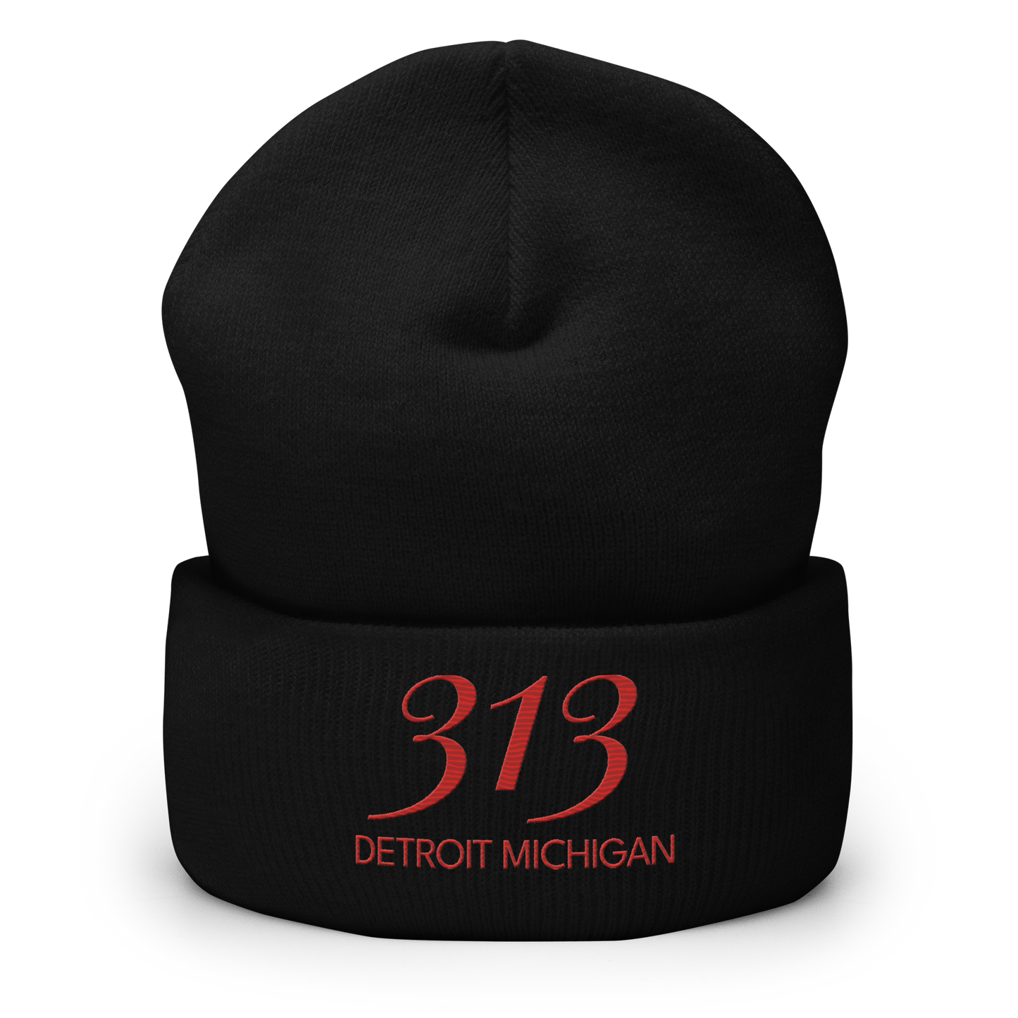 '313 Detroit Michigan' Cuffed Beanie | Aliform Red