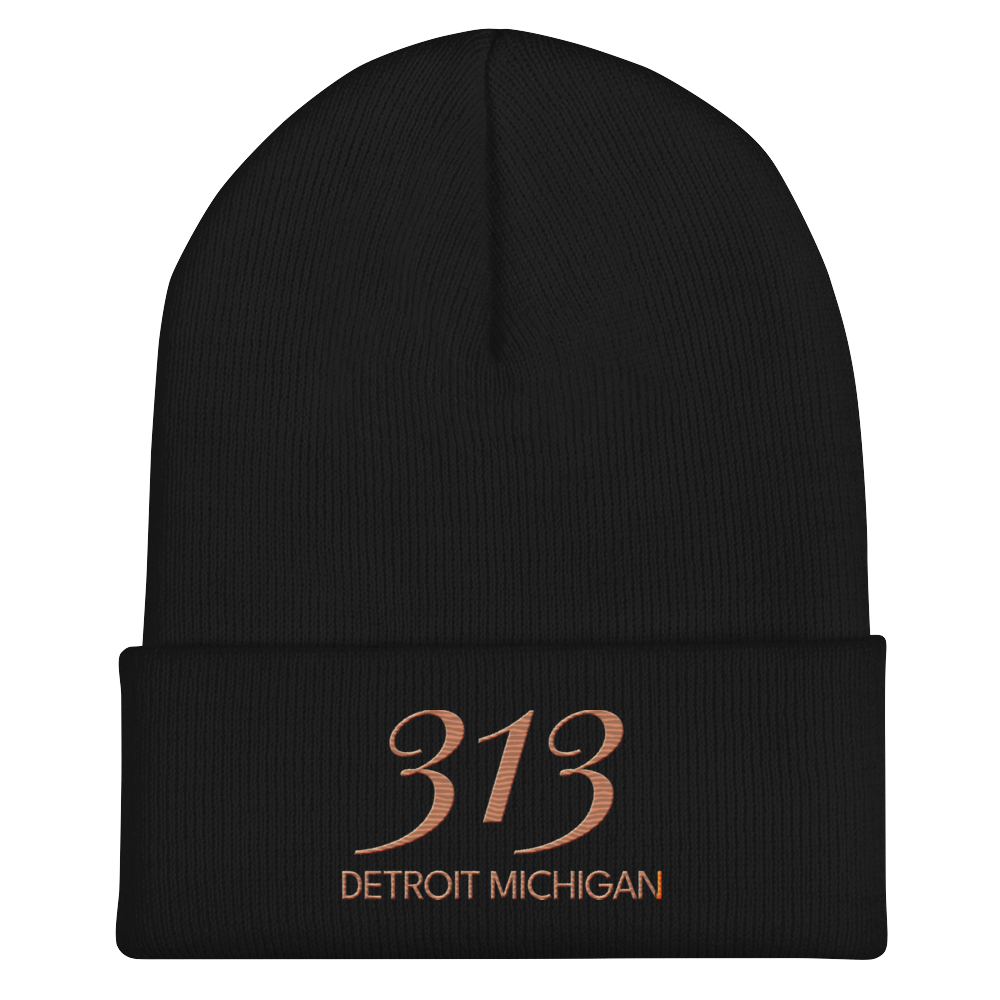 '313 Detroit Michigan' Cuffed Beanie | Copper