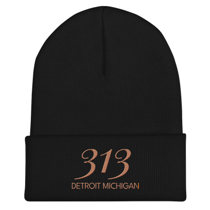 '313 Detroit Michigan' Cuffed Beanie | Copper