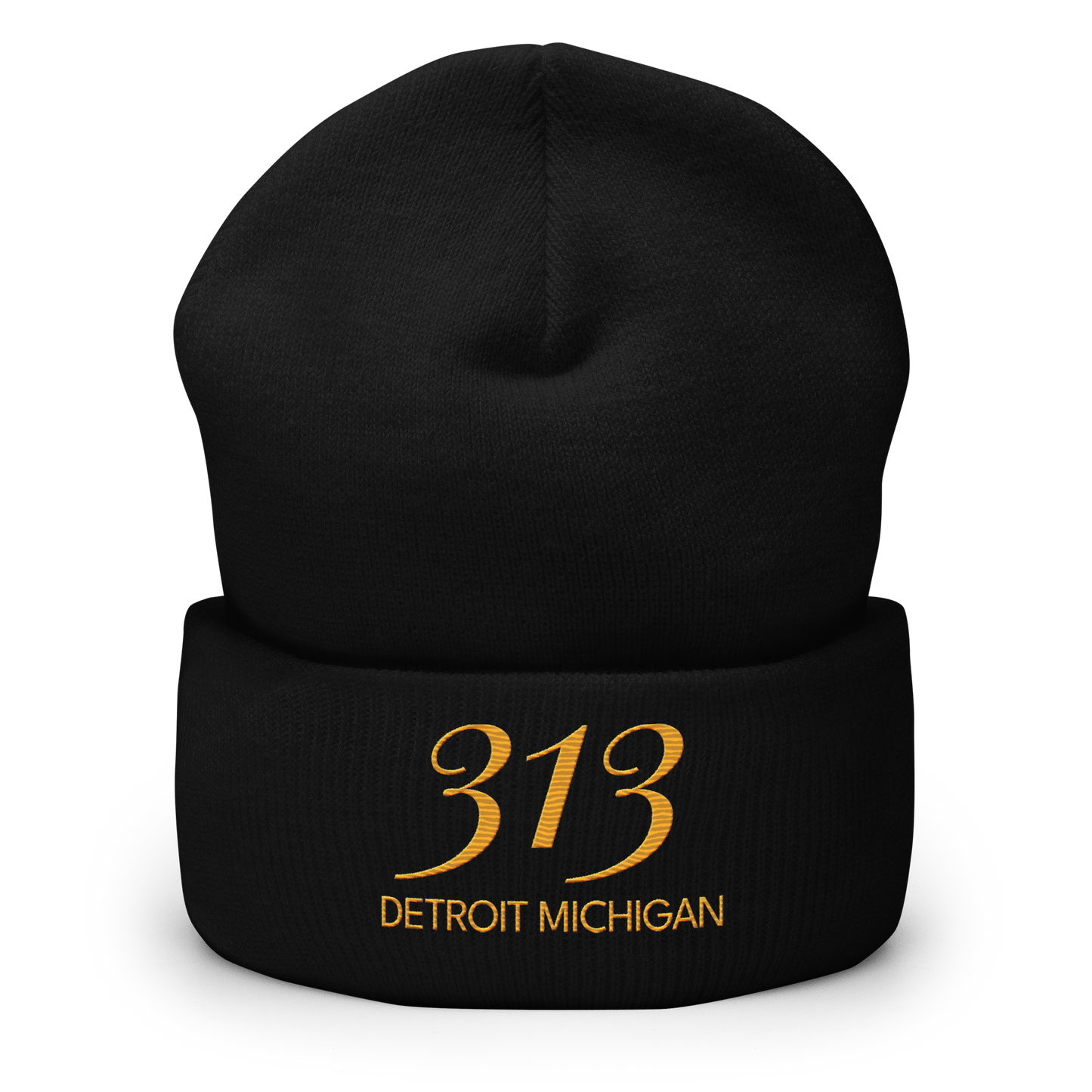 '313 Detroit Michigan' Cuffed Beanie | Gold