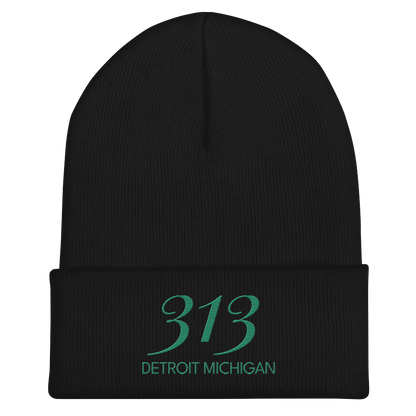 '313 Detroit Michigan' Cuffed Beanie | Emerald Green