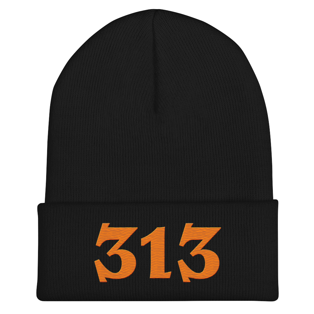 Detroit '313' Cuffed Beanie (Angry Font) | Orange