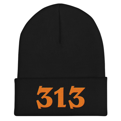 Detroit '313' Cuffed Beanie (Angry Font) | Orange