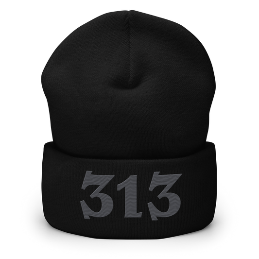 Detroit '313' Cuffed Beanie (Angry Font) | Iron Ore Grey