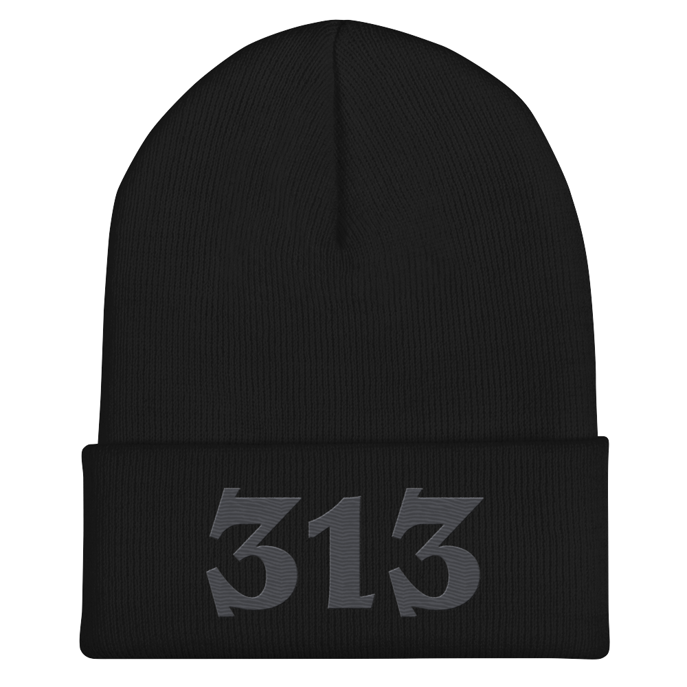 Detroit '313' Cuffed Beanie (Angry Font) | Iron Ore Grey