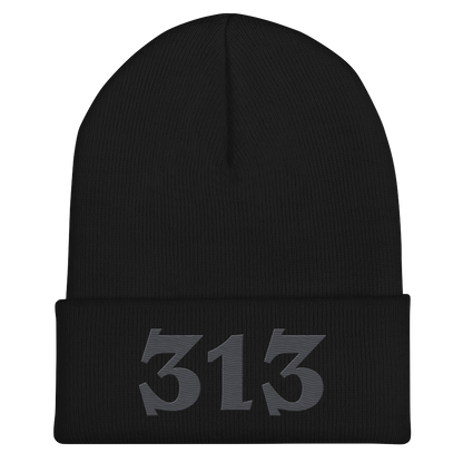 Detroit '313' Cuffed Beanie (Angry Font) | Iron Ore Grey