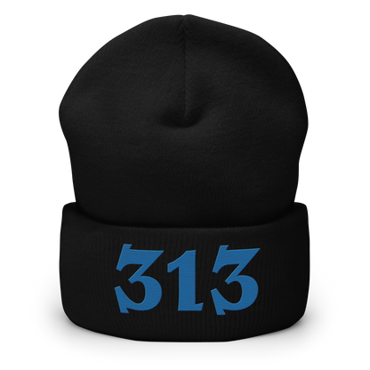 Detroit '313' Cuffed Beanie (Angry Font) | Azure