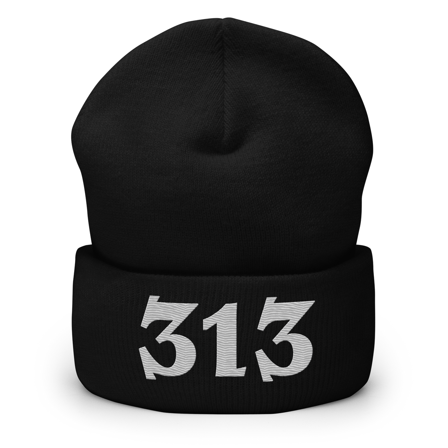 Detroit '313' Cuffed Beanie (Angry Font) | Platinum