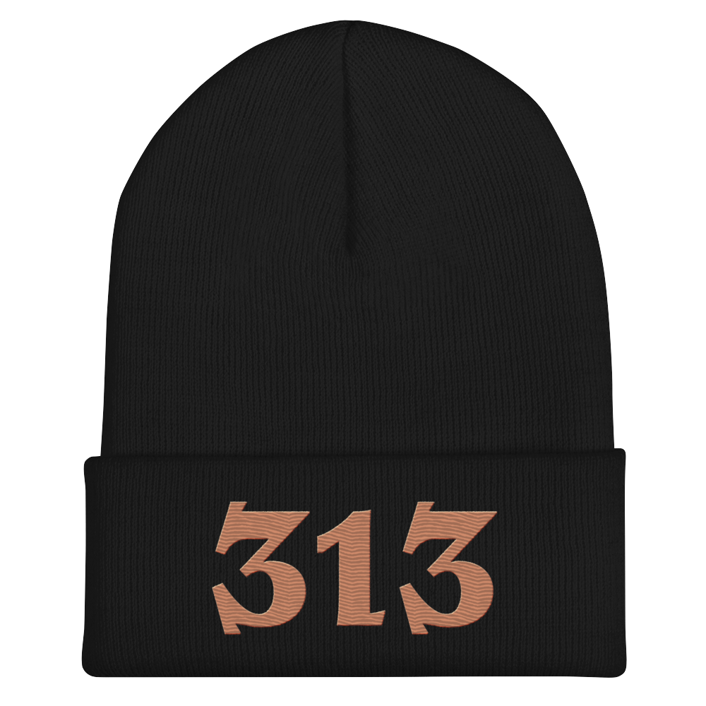 Detroit '313' Cuffed Beanie (Angry Font) | Copper