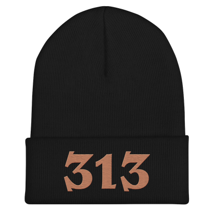 Detroit '313' Cuffed Beanie (Angry Font) | Copper