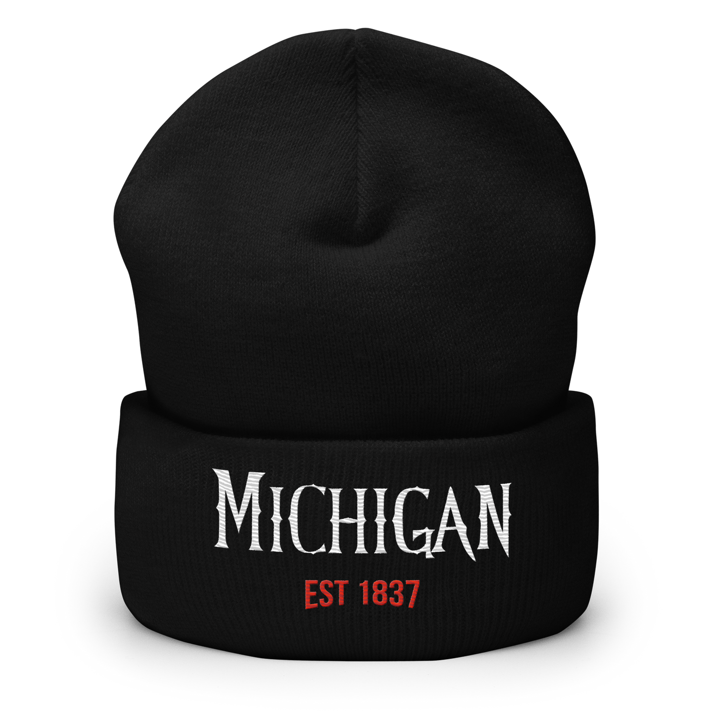 'Michigan EST 1837' Cuffed Beanie | Spooky Drama Parody