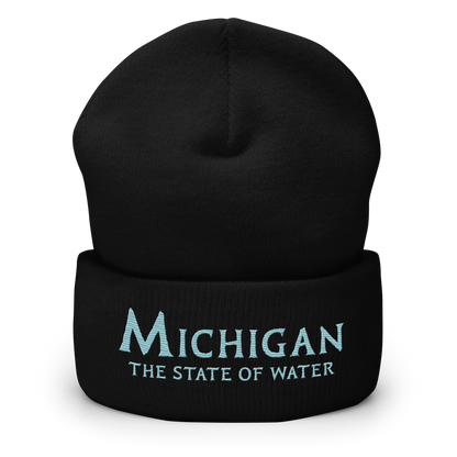 'Michigan The State of Water' Cuffed Beanie | Aquatic Sci-Fi Parody