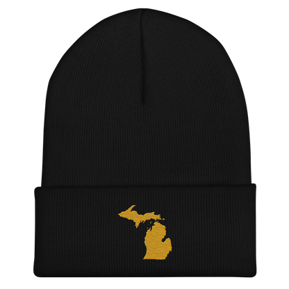 Michigan Cuffed Beanie | Gold Outline