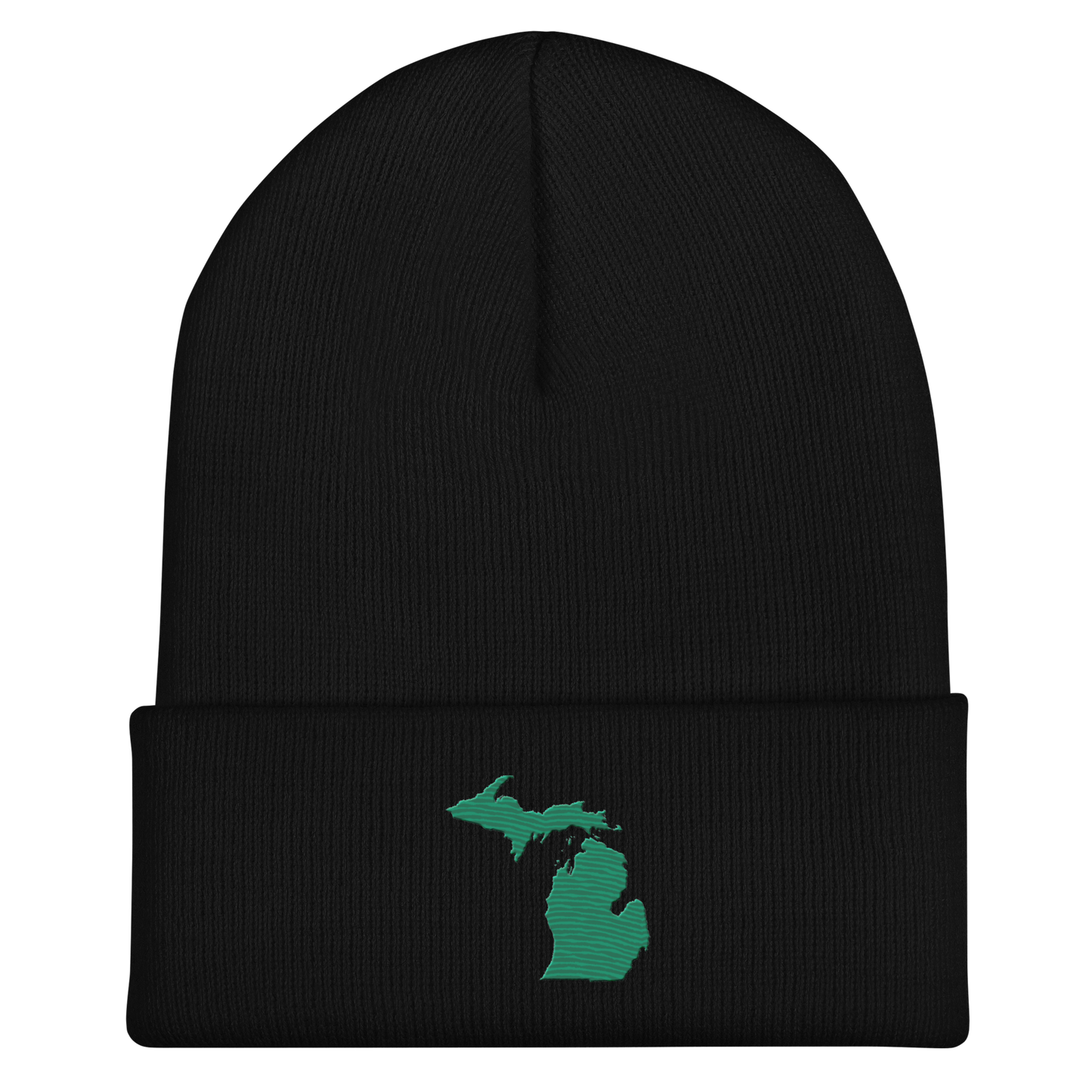 Michigan Cuffed Beanie | Emerald Green Outline