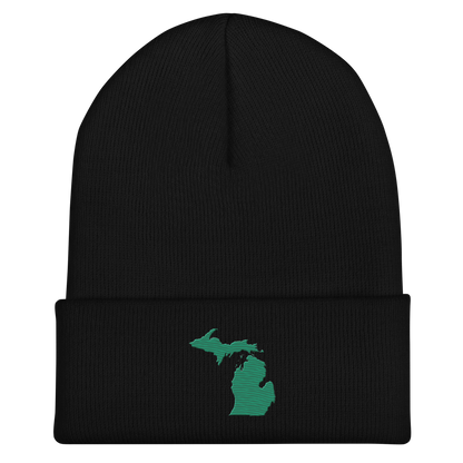 Michigan Cuffed Beanie | Emerald Green Outline