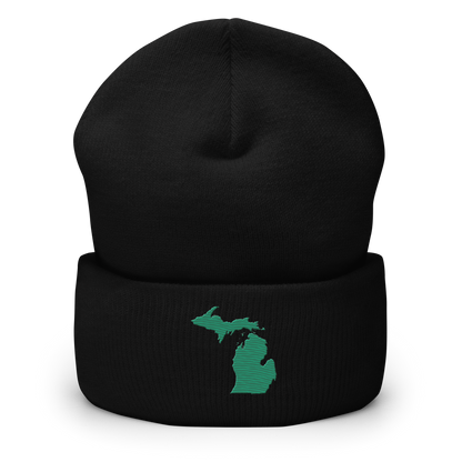 Michigan Cuffed Beanie | Emerald Green Outline