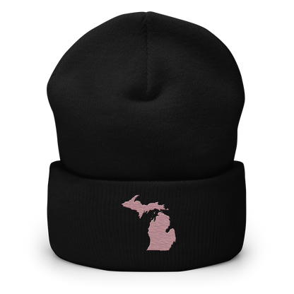 Michigan Cuffed Beanie | Cherry Blossom Pink Outline