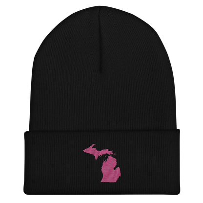 Michigan Cuffed Beanie | Apple Blossom Pink Outline