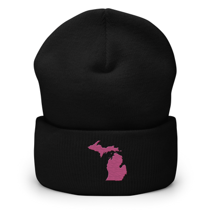 Michigan Cuffed Beanie | Apple Blossom Pink Outline