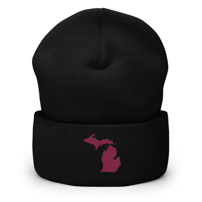 Michigan Cuffed Beanie | Ruby Red Outline