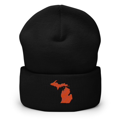 Michigan Cuffed Beanie | Maple Leaf Orange Outline