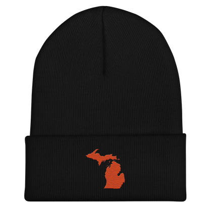 Michigan Cuffed Beanie | Maple Leaf Orange Outline