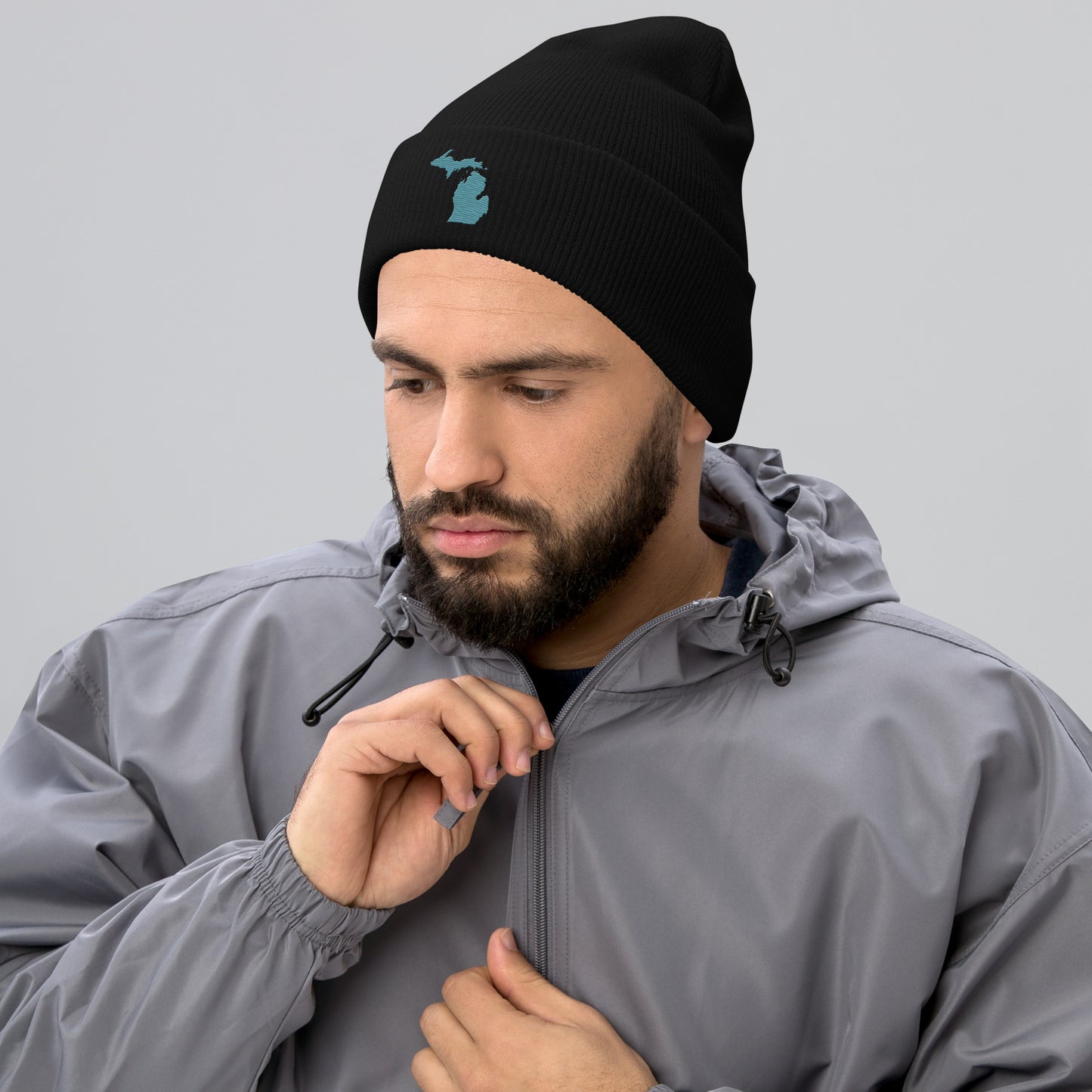 Michigan Cuffed Beanie | Huron Blue Outline