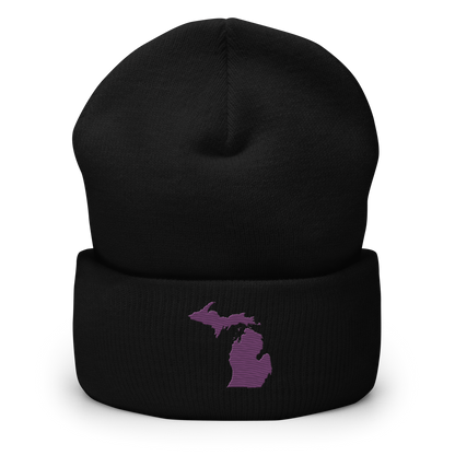 Michigan Cuffed Beanie | Plum Outline