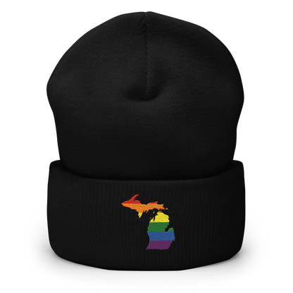 Michigan Cuffed Beanie | Rainbow Pride Outline