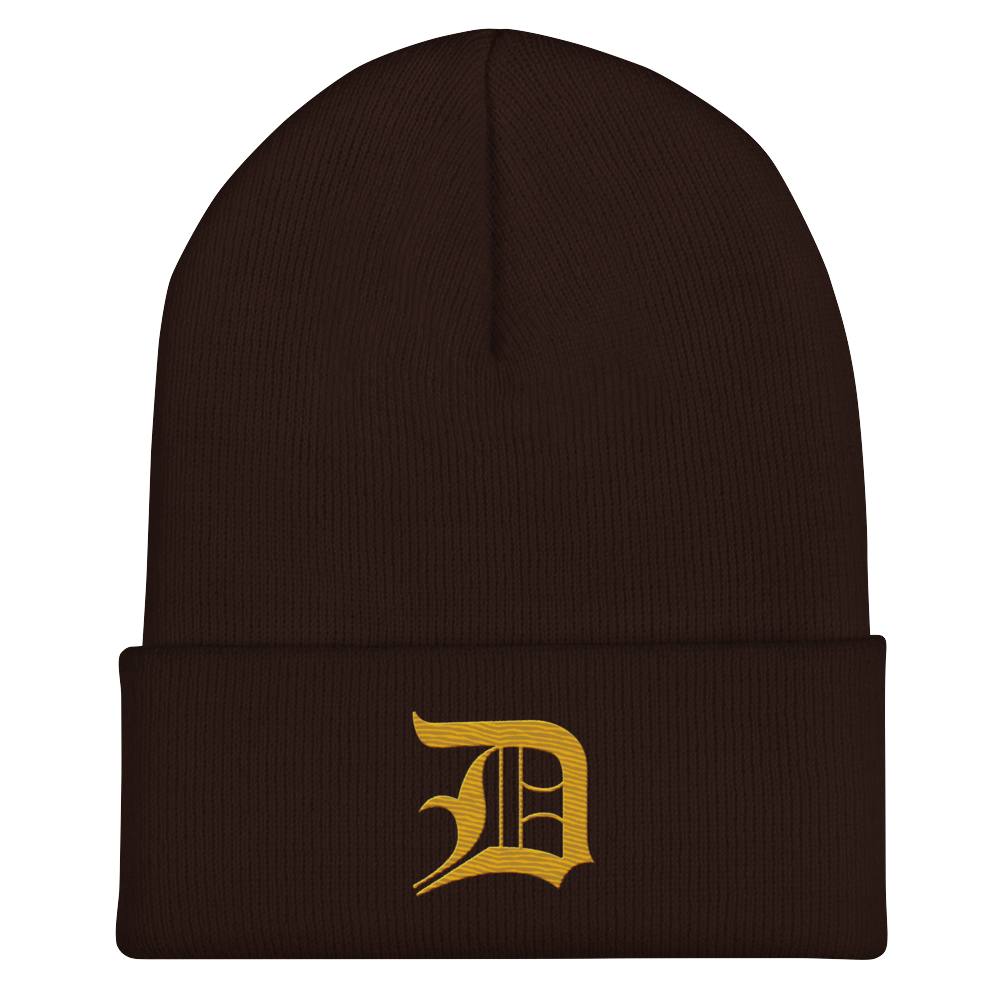 Detroit 'Old English D' Cuffed Beanie (Gold)