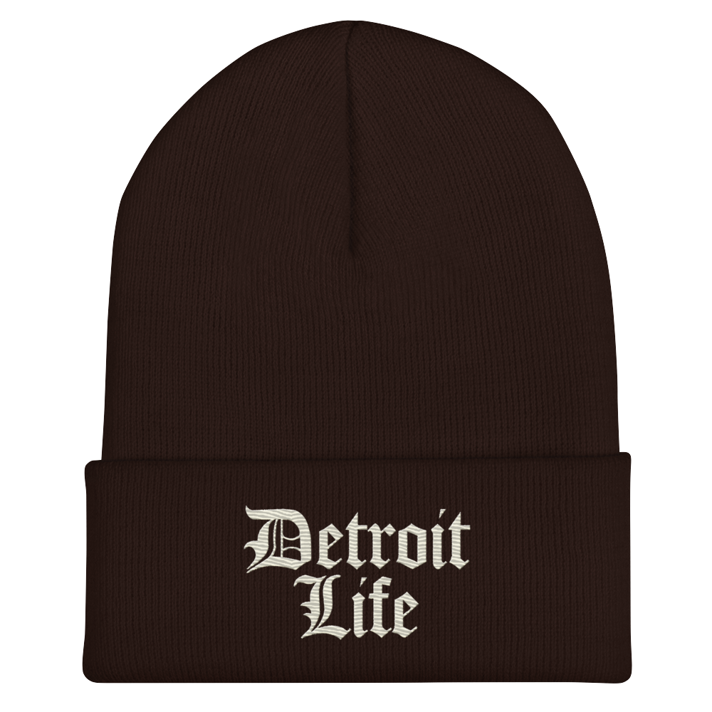 'Detroit Life' Cuffed Beanie | Ivory White