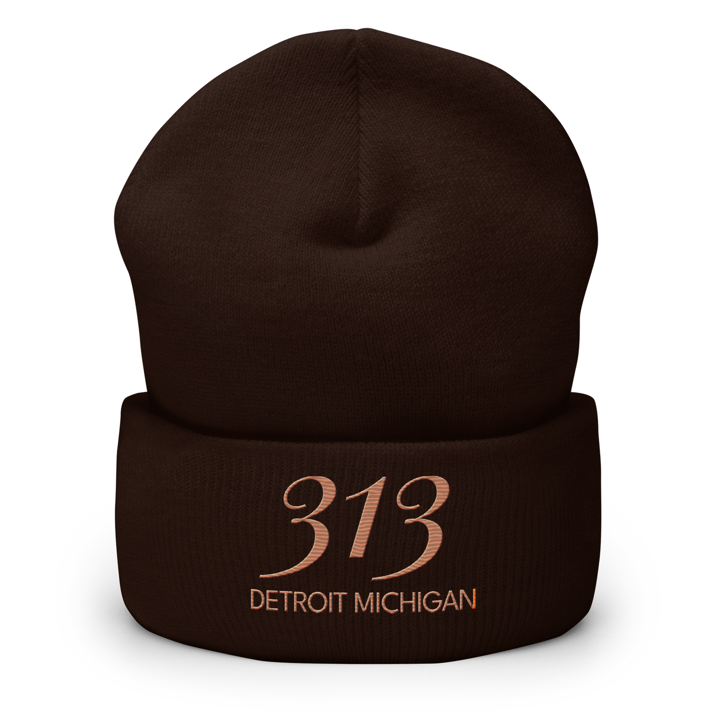 '313 Detroit Michigan' Cuffed Beanie | Copper