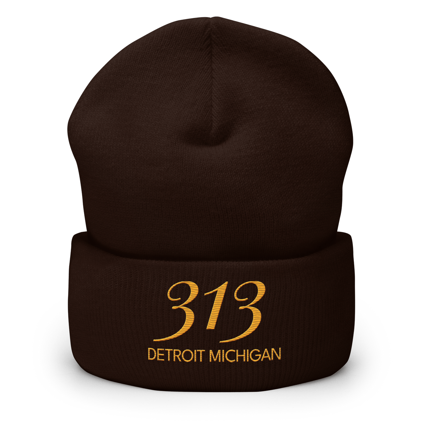 '313 Detroit Michigan' Cuffed Beanie | Gold